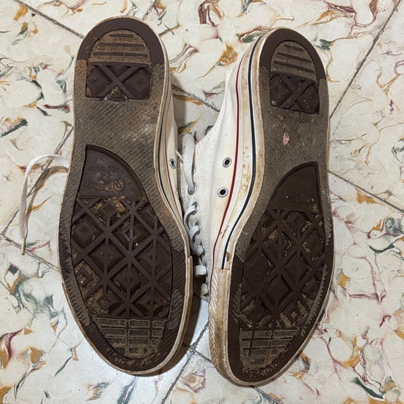 Converse All Star Cream Sneakers with Red Trim - Picture 5 of 9